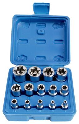 E-TORX 1/4”+3/8”+1/2” padrunite kmp. 14 osa. SATRA